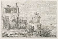 Views: The Equestrian Monument, 1735-1746. Creator: Antonio Canaletto (Italian, 1697-1768)