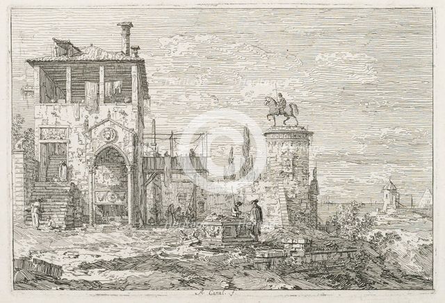 Views: The Equestrian Monument, 1735-1746. Creator: Antonio Canaletto (Italian, 1697-1768).