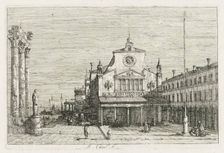 Views: Three Columns and a Statue on the Sea Coast, 1735-1746. Creator: Antonio Canaletto (Italian, 1697-1768)