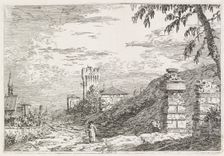 Views: Two Ruined Pillars, 1735-1746. Creator: Antonio Canaletto (Italian, 1697-1768)