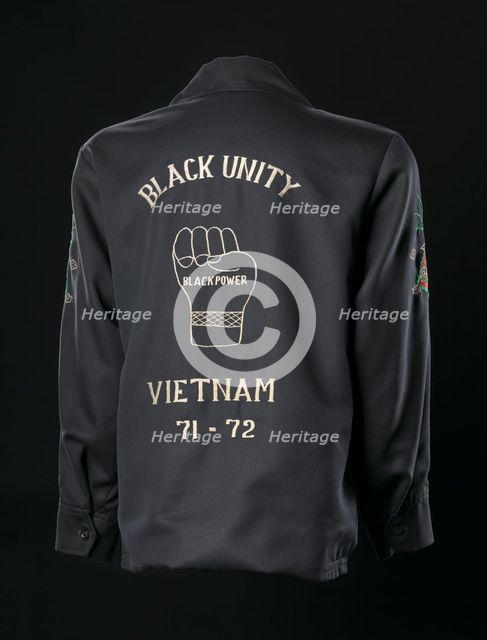 Vietnam tour jacket with Black Power embroidery, 1971-1972. Creator: Saha Union Group.