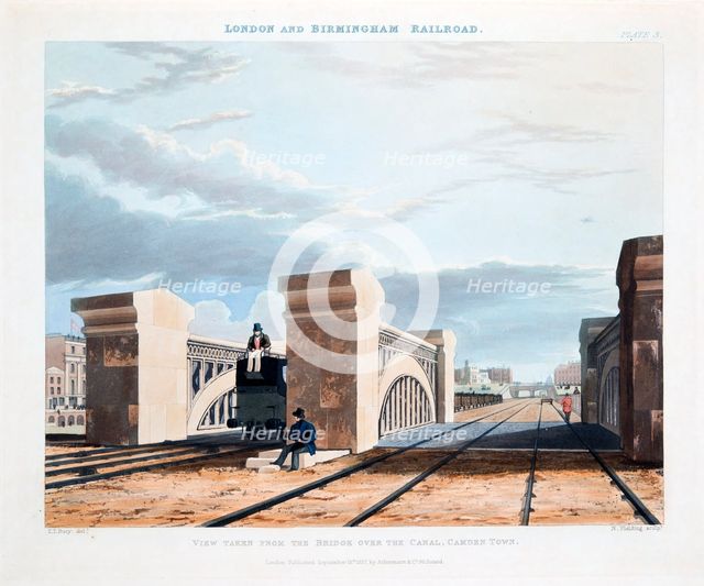 View Taken from the Bridge over the Canal, Camden Town, published 1837 (hand coloured engraving)