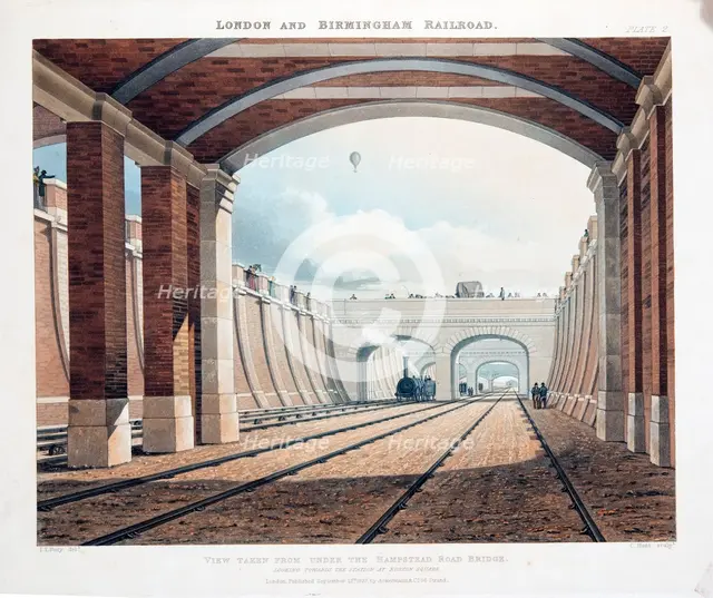 View Taken from Under the Hampstead Road Bridge, looking towards the station at Euston Square, publi Creator: Thomas Talbot Bury.