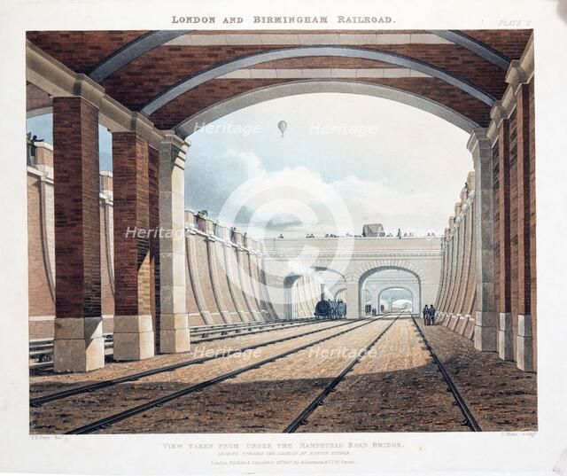 View Taken from Under the Hampstead Road Bridge, looking towards the station at Euston Square, publi Artist: Thomas Talbot Bury.
