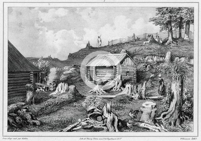 View taken in the Russian colony of Novo-Arkhangelsk (Sitkha island) (northwes..., 19th century. Creators: Friedrich Heinrich Kittlitz, Godefroy Engelmann.