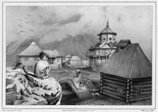 View taken in the Russian colony of Novo-Arkhangelsk (Sitkha island) (northwest..., 19th century. Creators: Friedrich Heinrich Kittlitz, Godefroy Engelmann