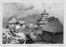 View taken in the Russian colony of Novo-Arkhangelsk (Sitkha island) (northwest..., 19th century. Creators: Friedrich Heinrich Kittlitz, Godefroy Engelmann
