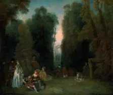 View through the trees in the Park of Pierre Crozat 1715. Artist: Jean-Antoine Watteau