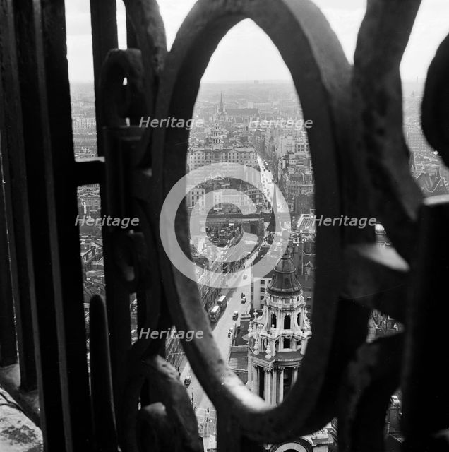 View through the decorative iron railings of the Golden Gallery at St Paul's Cathedral..., 1960-1970 Creator: John Gay.