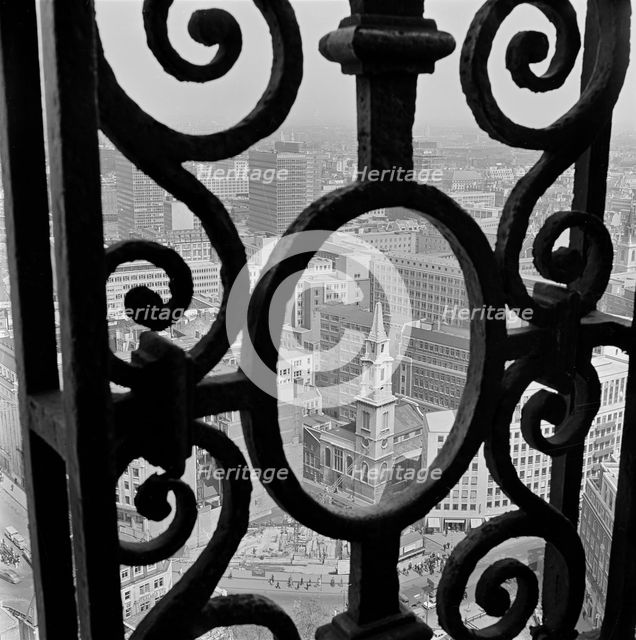 View through the decorative iron railings of the Golden Gallery at St Paul's Cathedral..., 1960-1970 Creator: John Gay.
