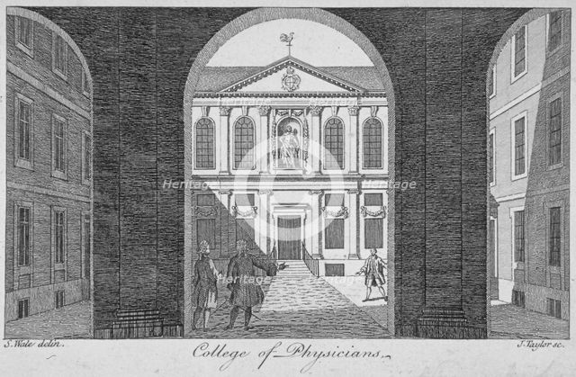 View through the gateway of the Royal College of Physicians, City of London, 1760. Artist: James Taylor