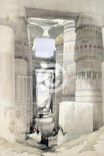 'View through the Hall of Columns, Karnak', Egypt, c1845. Artist: David Roberts