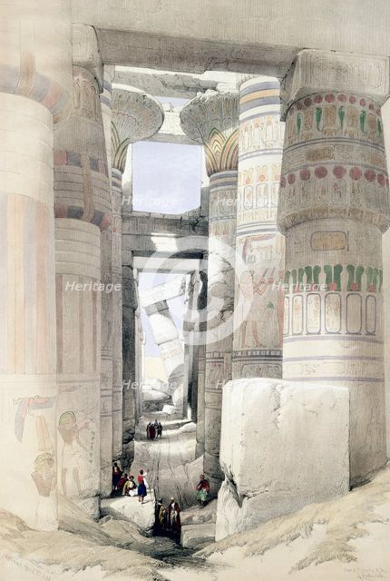 'View through the Hall of Columns, Karnak', Egypt, c1845. Creator: David Roberts.