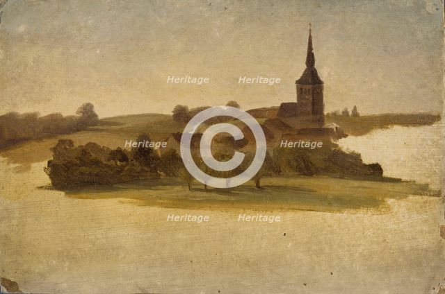 View Towards Erkrath Church, study, 1854. Creator: Werner Holmberg.
