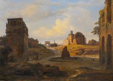 View towards Forum Romanum from the Colosseum, 1848. Creator: Thorald Laessoe
