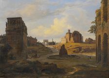 View towards Forum Romanum from the Colosseum, 1848. Creator: Thorald Laessoe