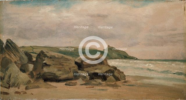 View towards Rame Head, Cornwall, 1850. Artist: Lionel Constable.