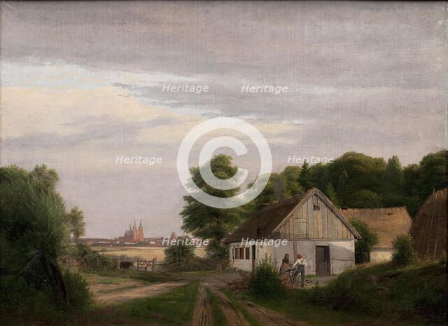 View towards Roskilde from a homestead, 1833-1837. Creator: Jorgen Pedersen Roed.