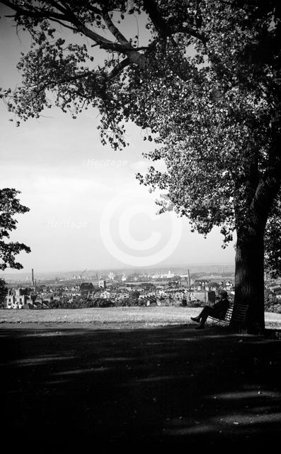 View towards Tilbury Docks, Essex, from the heights behind Gravesend, Kent, c1945-c1965. Artist: SW Rawlings.