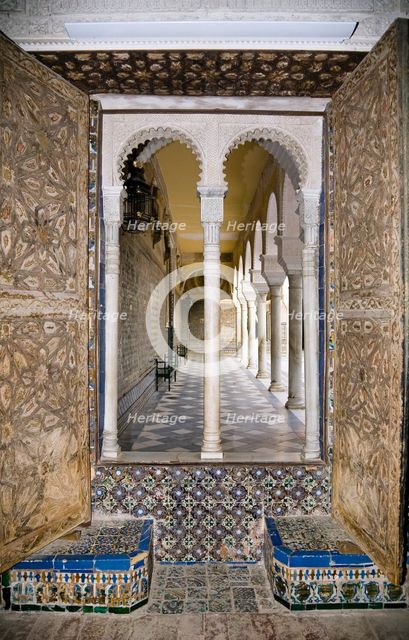 View to the courtyard through a mullioned window, House of Pilate, Seville, Andalusia, Spain, 2007. Artist: Samuel Magal