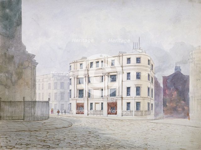 View to the south at the west end of King William Street, City of London, 1850. Artist: Frederick Napoleon Shepherd
