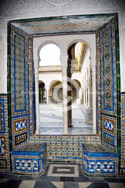 View to the patio through a mullioned window, House of Pilate, Seville, Andalusia, Spain, 2007. Artist: Samuel Magal