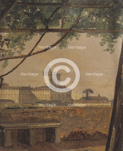 View to the Quirinal from the Villa Malta, Rome, mid 19th century. Creator: Gustaf Soderberg.