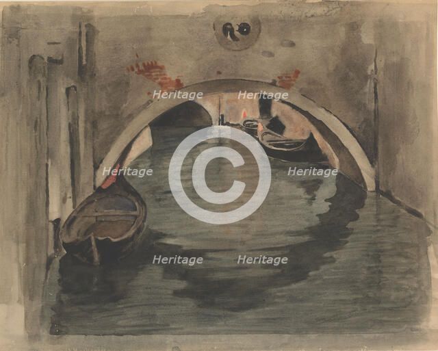 View under an arched bridge in Venice, 1870-1923. Creator: Willem Witsen.