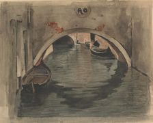 View under an arched bridge in Venice, 1870-1923. Creator: Willem Witsen