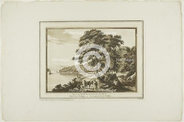 View Up Neath River from the House at Briton Ferry in Glamorgan Shire, from Twelve..., 1773-75. Creator: Paul Sandby.