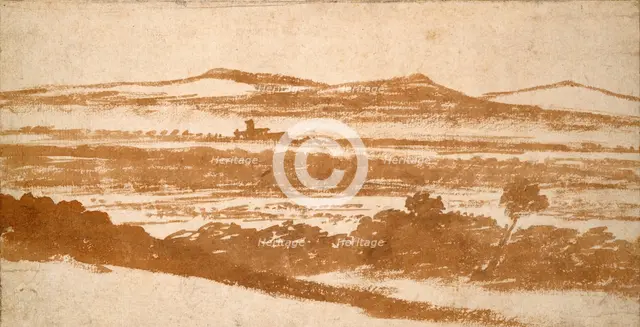 View across a Valley towards distant Hills, early 16th century. Artist: Nicolas Poussin.
