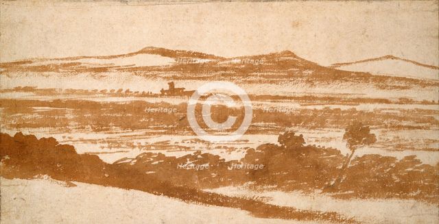 View across a Valley towards distant Hills, early 16th century. Artist: Nicolas Poussin.