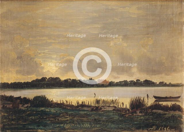 View Across Præsto Fiord towards the manor of Nyso, 1846. Creator: Peter Christian Thamsen Skovgaard.