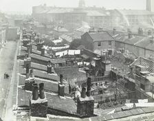 View across roof tops to Pink's Factory, Tabard Street, Southwark, London, 1916