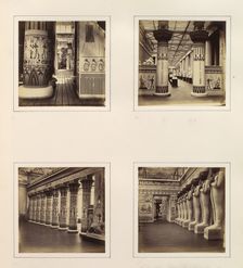 [View Across the Egyptian Court; View through Egyptian Columns into Classical Sculptur..., ca. 1859. Creator: Attributed to Philip Henry Delamotte