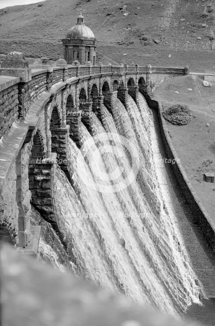 View across the Elan Valley Dam, Wales, c1945-c1965. Artist: SW Rawlings