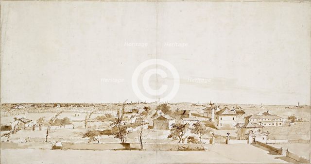 View across the Garden of the Villa Loredan, mid 18th century. Artist: Francesco Guardi.