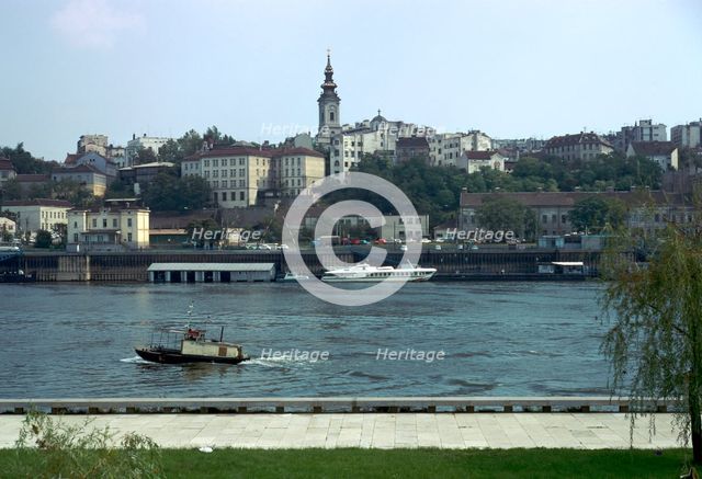 View across the river Sava to the Old Town in Belgrade, 19th century. Artist: Unknown