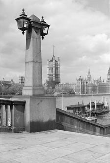 View across the River Thames towards the Palace of Westminster, London, c1945-c1965. Artist: SW Rawlings