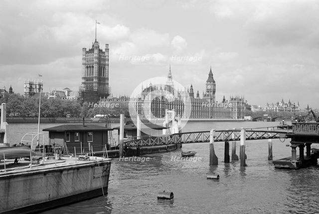View across the River Thames towards Westminster, London, c1945-c1965. Artist: SW Rawlings
