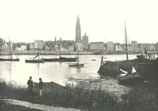 View across the River to the Cathedral, Antwerp, Belgium, 1895. Creator: Unknown