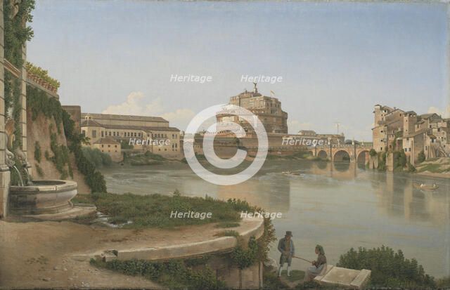 View across the Tiber towards Castel S. Angelo in Rome, 1815. Creator: CW Eckersberg.