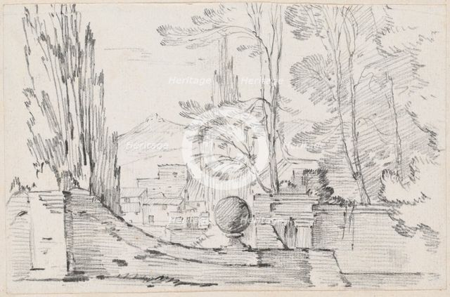 View across the Wall of an Italian Garden, 1744/1750. Creator: Joseph-Marie Vien the Elder.