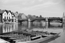 View along the River Thames at Windsor, looking towards Windsor Bridge, Berkshire, c1945-c1965. Artist: SW Rawlings