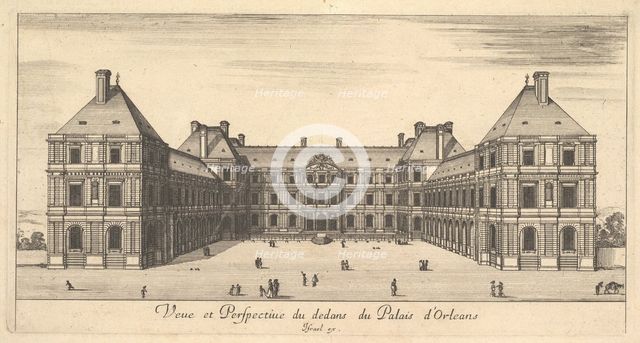 View and Perspective of the inside of the Palais d'Orleans, from 'Various views of rema..., 1649-51. Creator: Stefano della Bella.