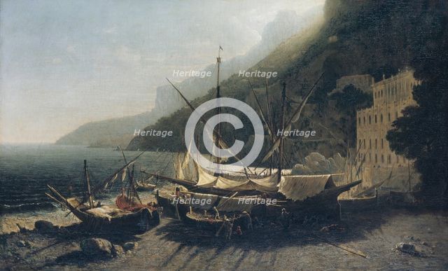 View at Amalfi, Bay of Salerno, 1857. Creator: George Loring Brown.
