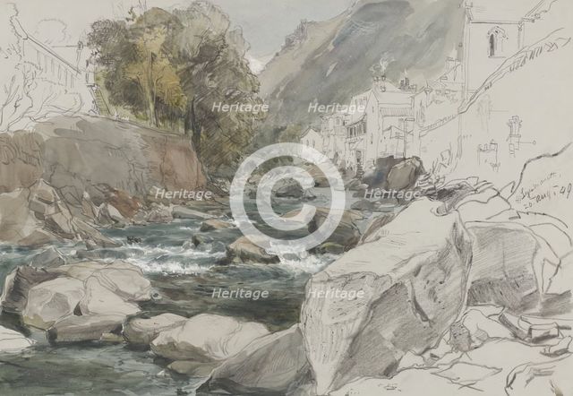 View at Lynmouth, Devon, 1849. Creator: James Holland.