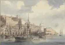 View at Malta, ca. 1849. Artist: Dyce, Charles Andrew (1816-1853)