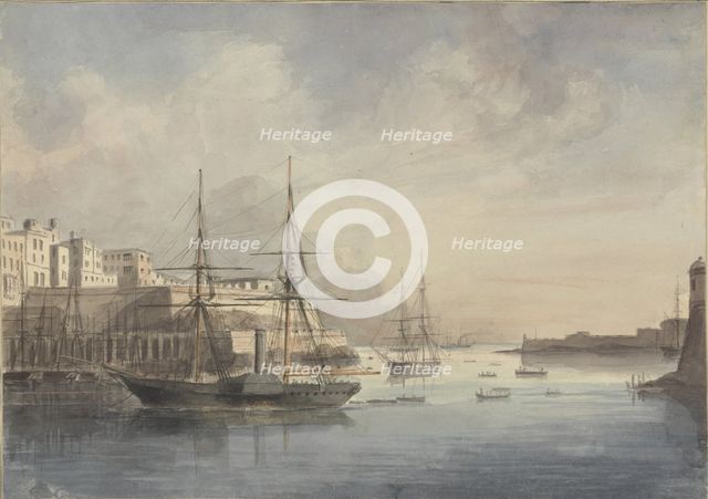 View at Malta, ca. 1849. Artist: Dyce, Charles Andrew (1816-1853)