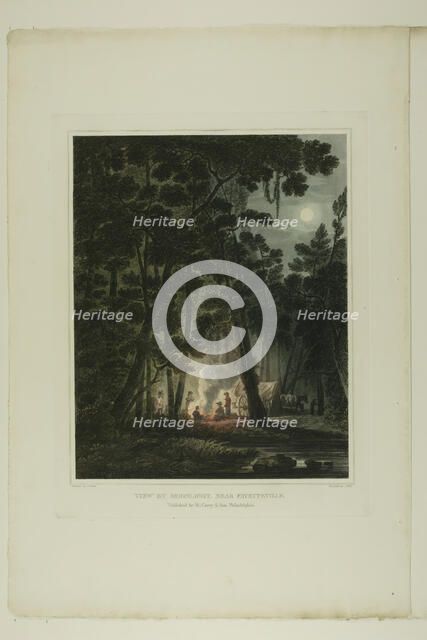 View By Moonlight, Near Fayetteville, plate three of the second number of Picturesque V..., 1819/21. Creator: John Hill.